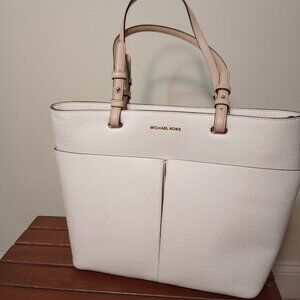 Michael Kors Optic White Jet Set Pebble leather Medium tote